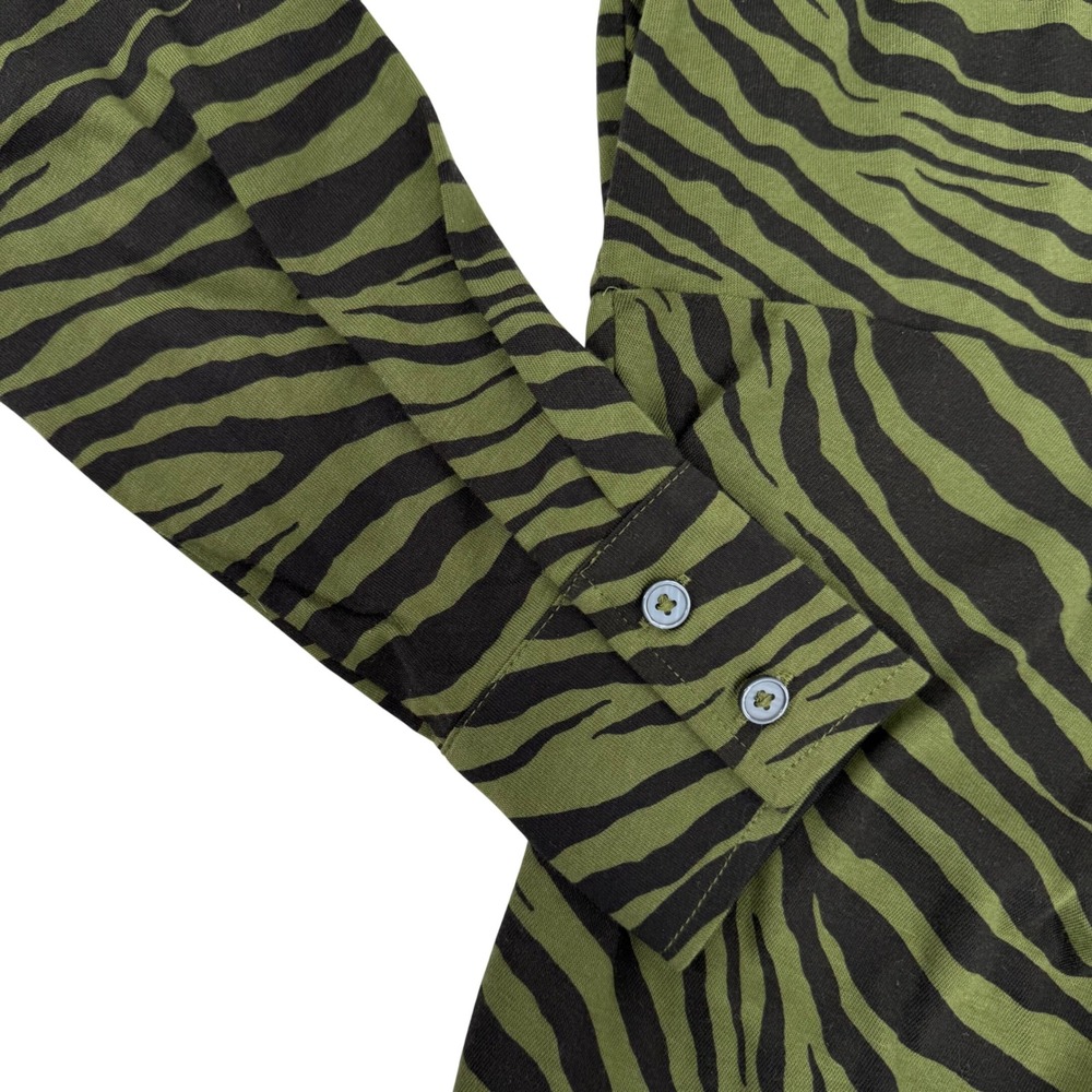 Boden Olive Green Zebra-Print Midi Shirt Dress - Picture 5 of 7